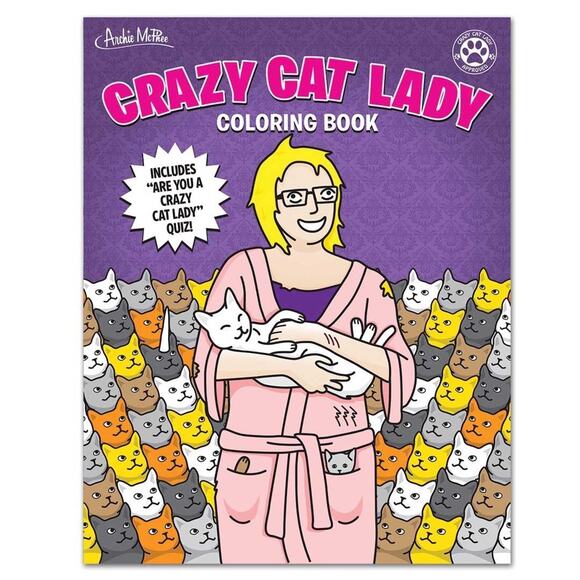 New Archie McPhee Crazy Cat Lady Kittens Lover 24 page Coloring Activity Book - Picture 1 of 4